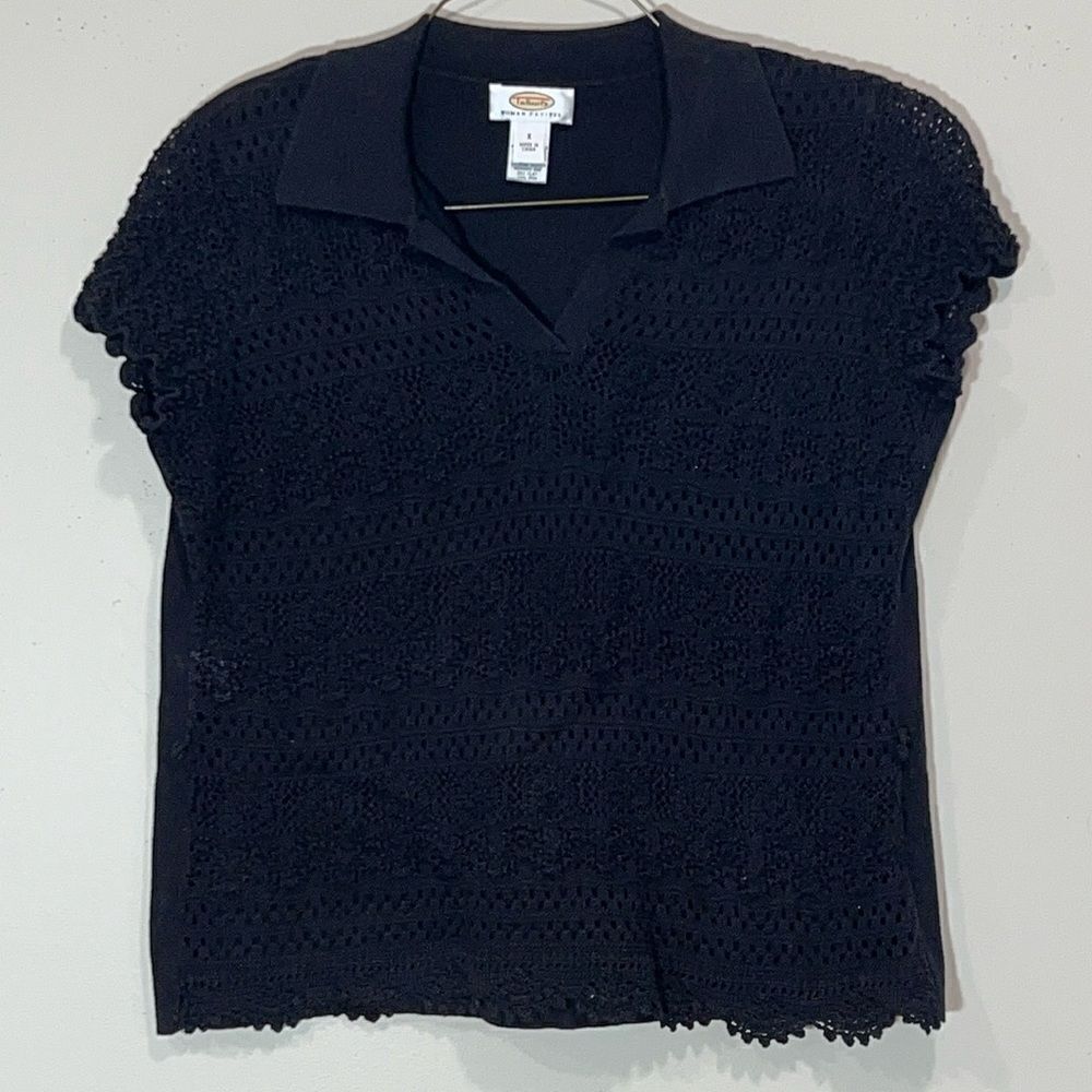Cute Black Knit Talbots Petite  Top. Size X (1X)